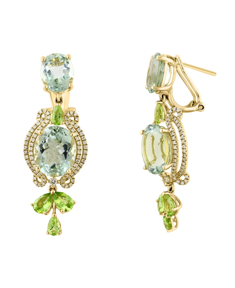 Lali Jewels Amethyst (1/2 ct. t.w.), Peridot (1/3 ct. t.w.) & Diamond (7/10 ct. t.w.) Earrings in 14k Yellow Gold