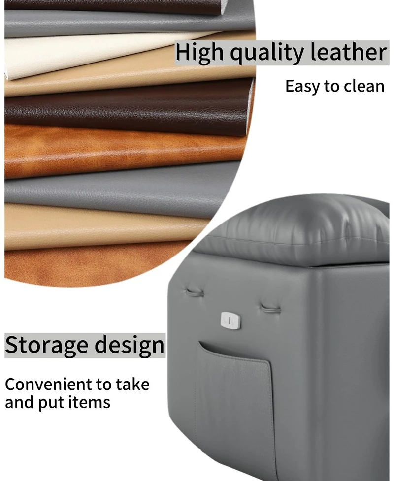 gaomon Manul Recliner Chair, Single Pu Leather Sofa with Side Pocket, Chaise Lounge Reclining Seat with 2 Cup Holders