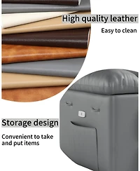 gaomon Manul Recliner Chair, Single Pu Leather Sofa with Side Pocket, Chaise Lounge Reclining Seat with 2 Cup Holders