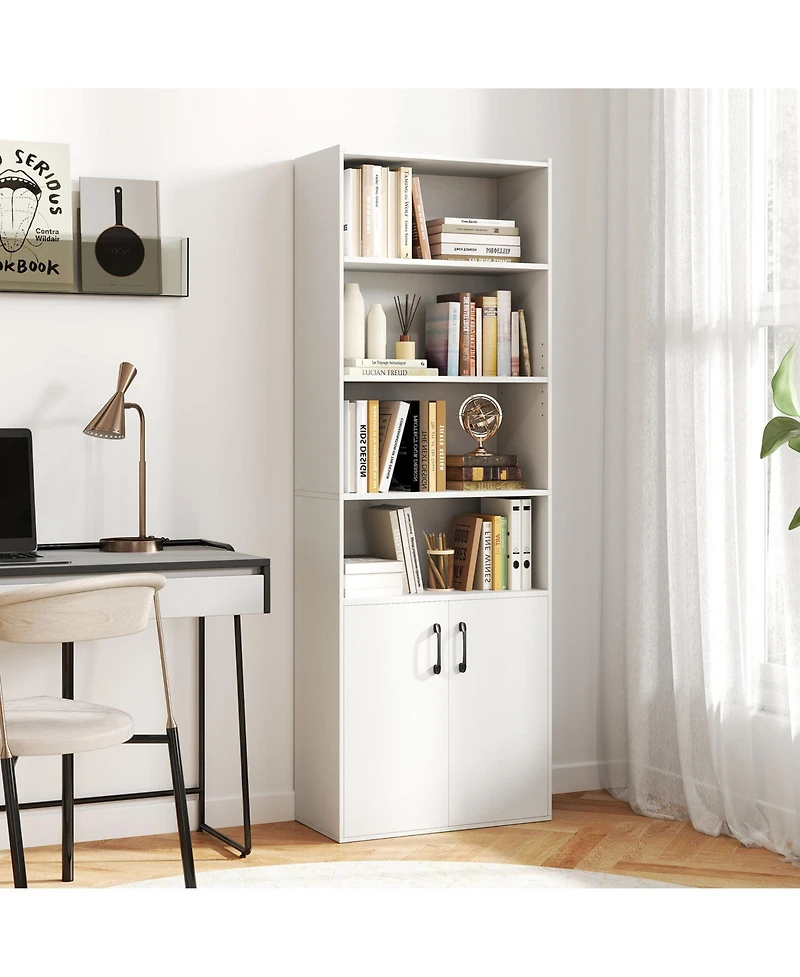 Slickblue 70 Inch Bookshelf 6-Tier with Storage Cabinet and Shelves