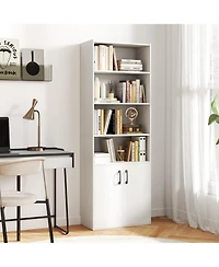 Slickblue 70 Inch Bookshelf 6-Tier with Storage Cabinet and Shelves