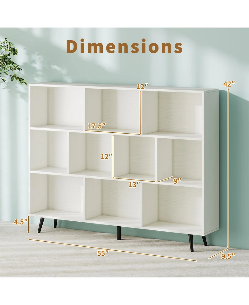 Slickblue 10-Cube Organizer Bookcase with Sturdy Metal Legs