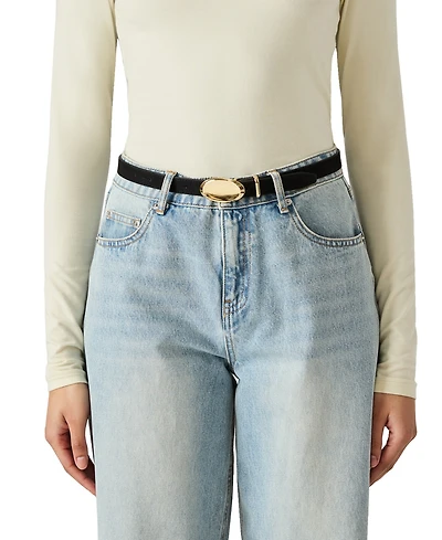 Steve Madden Polyurethane Square, Plaque and Dome Buckle 3-Piece Belt Set