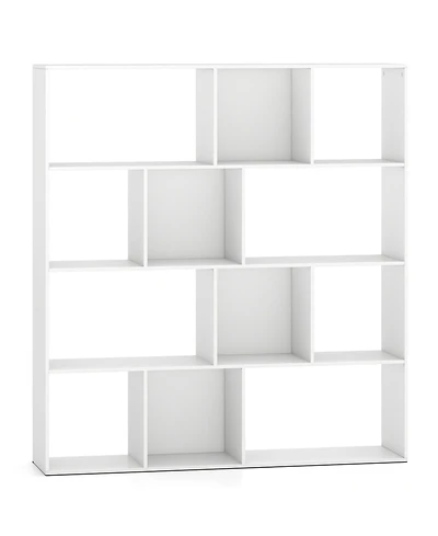 Slickblue 4-Tier Open Shelf Bookcase with 12 Storage Compartments