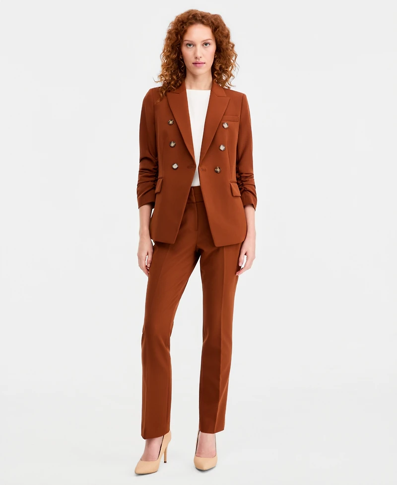 Tahari Asl Petite Ruched-Sleeve One-Button Blazer