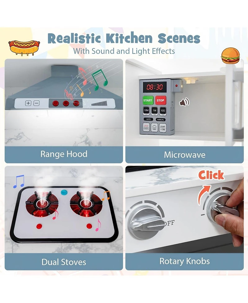 Hongge Kids Corner Pretend Kitchen Playset with Separated Washing Basin