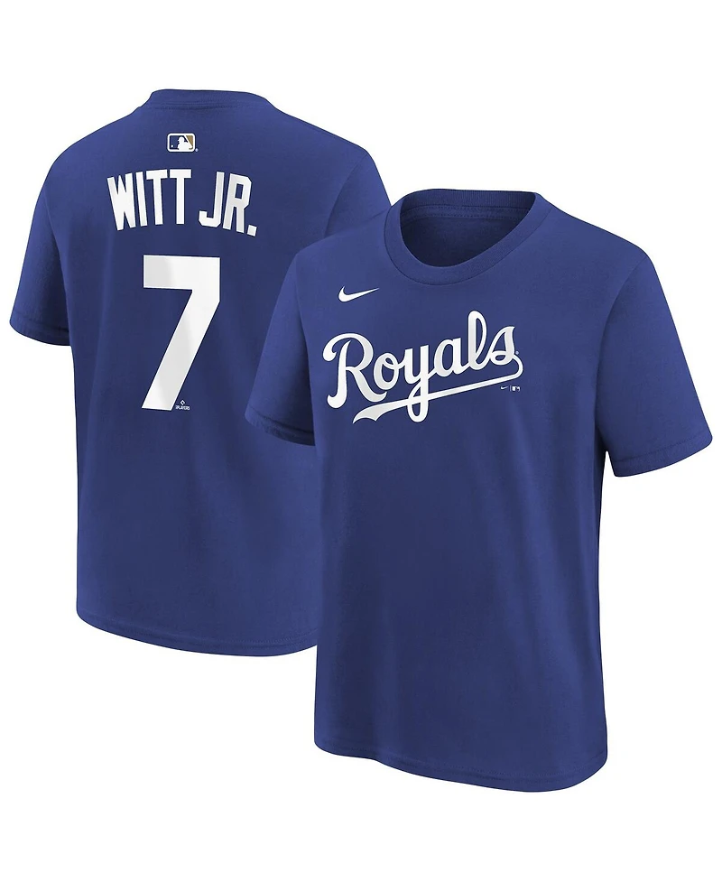 Nike Big Boys and Girls Bobby Witt Jr. Royal Kansas City Royals Name Number T-Shirt