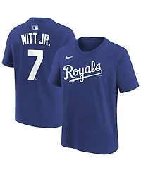 Nike Big Boys and Girls Bobby Witt Jr. Royal Kansas City Royals Name Number T-Shirt