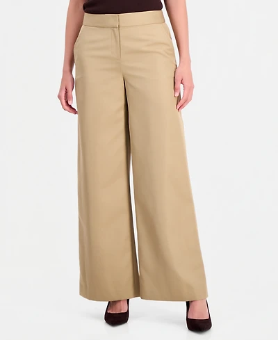 Tahari Asl Petite Mid-Rise Wide Leg Full Length Pants