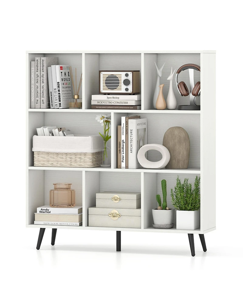 Slickblue 8-Cube Organizer Bookcase with Sturdy Metal Legs