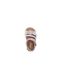 Bebe Big Girls Girl's Fashion Sandals – Dressy Shoes with Braided Strap and Flower Applique