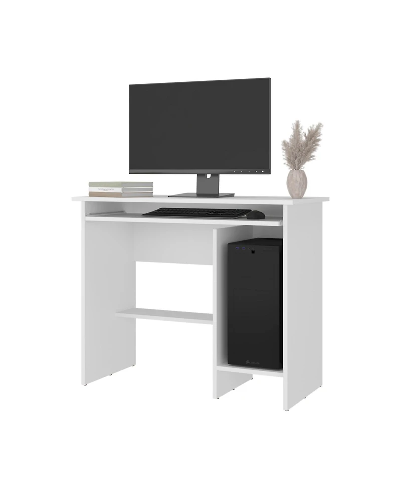 Depot E-shop Koyuk Computer Desk with Sliding Keyboard Tray, Lower Storage Shelf and Cpu Compartment