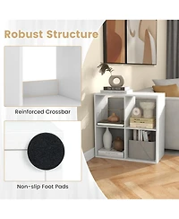 Sugift 4 Cube Bookshelf with Back Guardrail for Living Room Bedroom