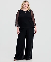 Alex Evenings Plus Boat-Neck Metallic-Knit Top