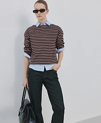 Mango Women's Striped Boatneck Sweatshirt