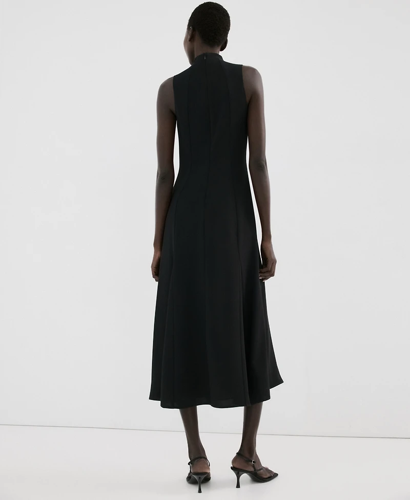 Mango Women's High-Neck Godet Dress