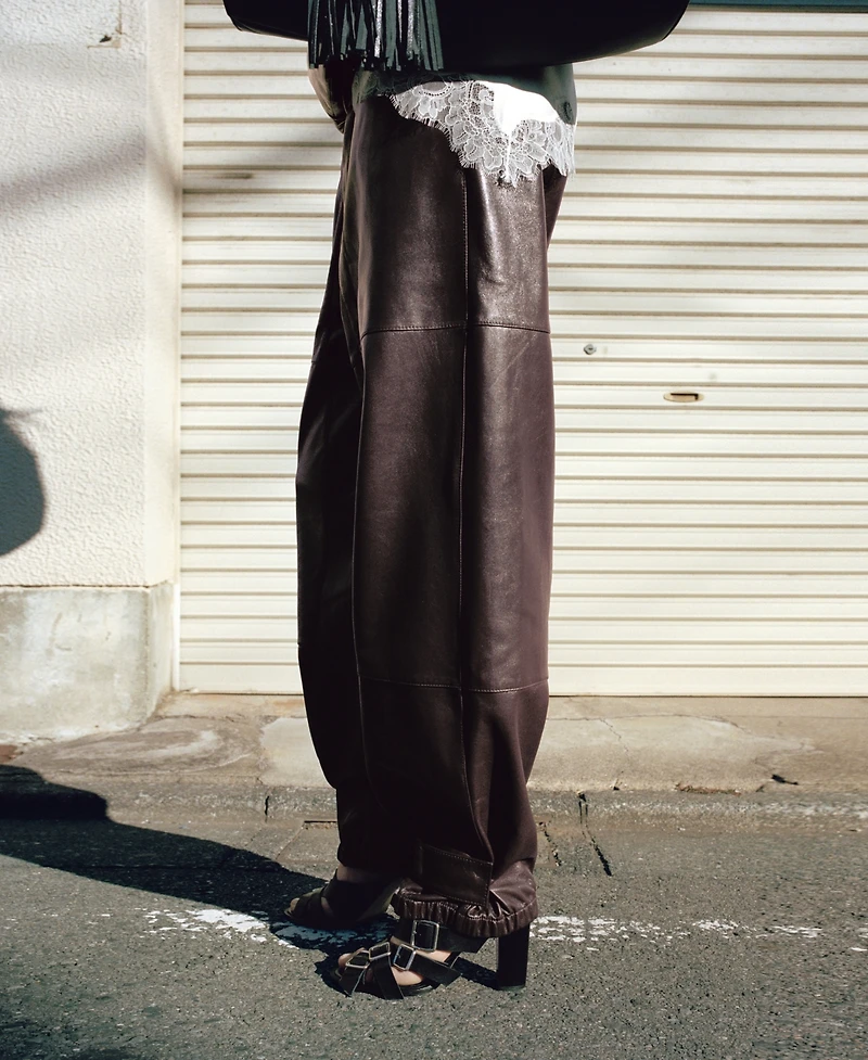 Mango Women's Leather Buttoned Hem Pants