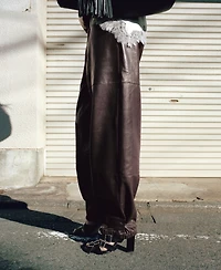 Mango Women's Leather Buttoned Hem Pants