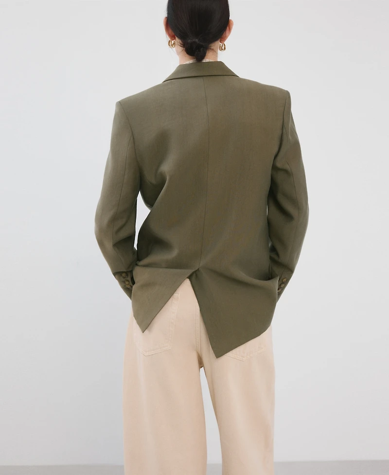 Mango Women's Lapel Pockets Straight Suit Jacket