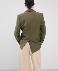 Mango Women's Lapel Pockets Straight Suit Jacket