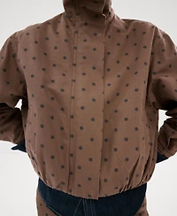 Mango Women's Polka-Dot Denim Bomber Jacket