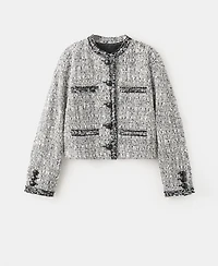 Mango Women's Frayed Ends Tweed Jacket