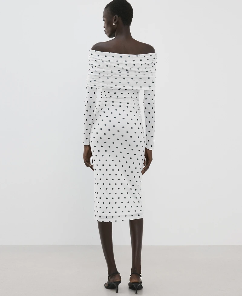 Mango Women's Polka-Dot Strapless Dress