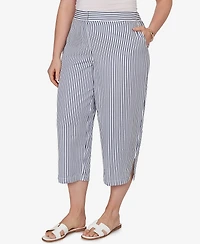 Ruby Rd. Plus Striped Seersucker Fly-Front Capri Pants