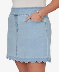 Ruby Rd. Plus Scalloped Hem Stretch Denim Skort
