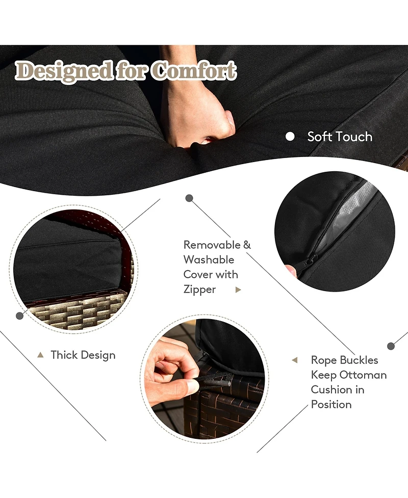 Gymax 8PCS Patio Rattan Pe Wicker Conversation Set All-Weather Furniture Set w/ Cushions Off White