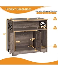 Gymax Cat Litter Box Enclosure w/ Storage Double Doors Sisal Scratching Mat Indoor