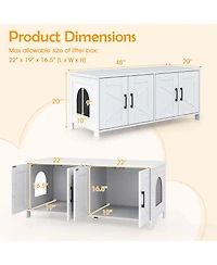 Gymax Cat Litter Box Enclosure for 2 Cats w/ Double Rooms Wooden Cat Washroom Cabinet