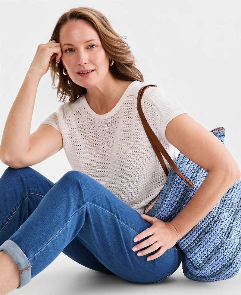 Style & Co Women's Open-Stitch Cap-Sleeve Sweater, Macy's Exclusive