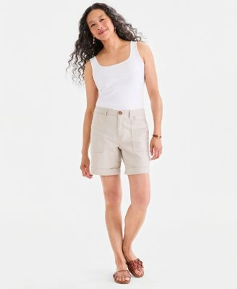 Style Co Womens Cuffed Utility Shorts Macys Exclusive