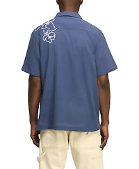 Lucky Brand Men's Floral Embroidery Camp Shirt