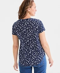 Style & Co Petite Short-Sleeve Ditsy Print Crewneck T-Shirt, Macy's Exclusive