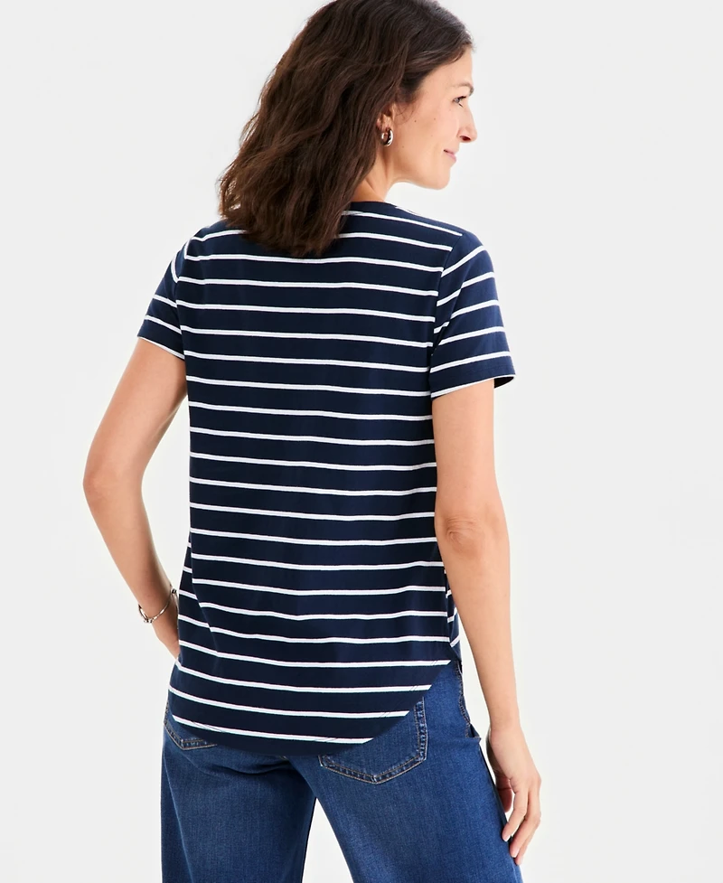 Style & Co Petite Short-Sleeve Stripe Crewneck T-Shirt, Macy's Exclusive
