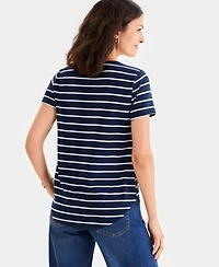 Style & Co Petite Short-Sleeve Stripe Crewneck T-Shirt, Macy's Exclusive