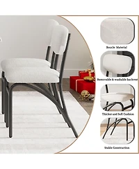 gaomon 5-Piece Modern Dining Table Set for 4, Dining Table with Storage Shelf & Boucle Chairs, Marble Top, Small Spaces