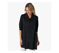 Stella Carakasi Women's 3/4 Sleeve Button-Front Cotton Poplin And Jersey Shirt Top Tiburon Tunic Icon