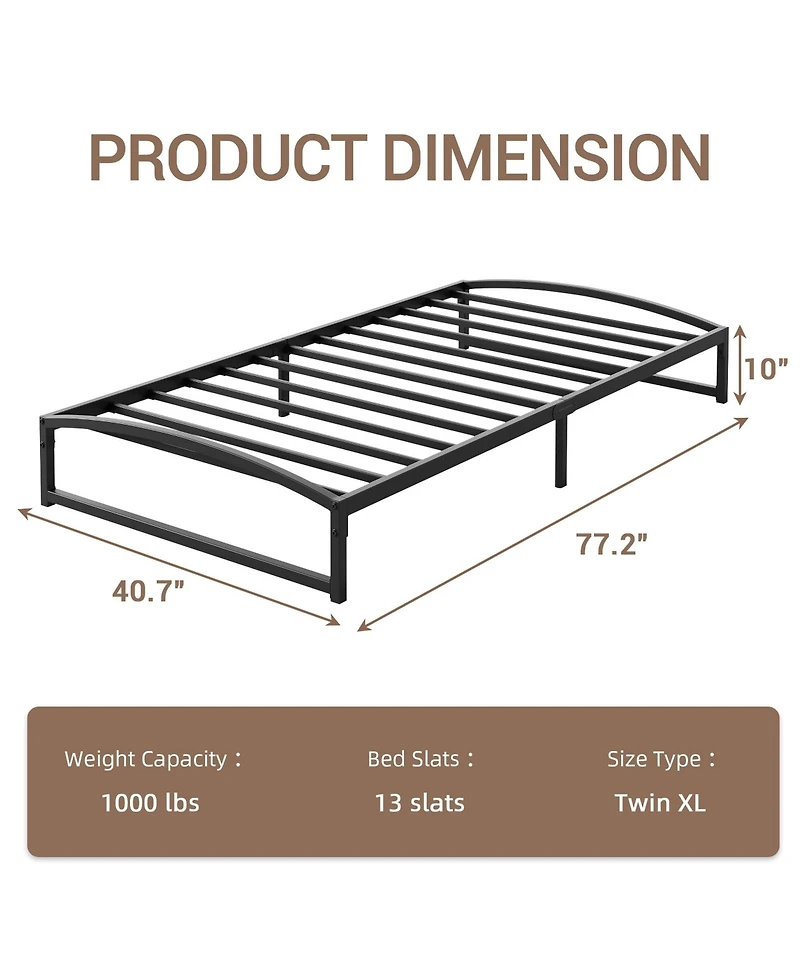 gaomon Twin 10in Metal Platform Bed Frame Low Profile Noise Free Non Slip