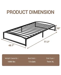 gaomon Twin 10in Metal Platform Bed Frame Low Profile Noise Free Non Slip