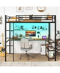 Gymax Twin Size Led Bed Frame w/ Charging Station Upholstered Headboard 4 Drawers