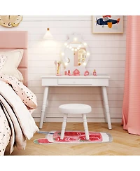 Sugift Kids Vanity Set with Lighted Mirror and Large Storage Drawer