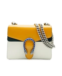 Pre-Owned Gucci Yellow Beige Navy Tricolour Leather Mini Dionysus