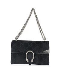Pre-Owned Gucci Black Gg Embossed Velvet Small Dionysus Chain Bag