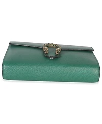Pre-Owned Gucci Emerald Pebbled Calfskin Dionysus Chain Wallet