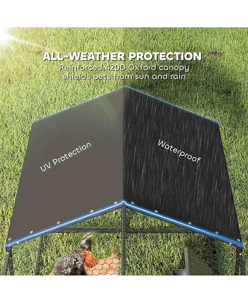 Large Metal Chicken Coop, Chicken Run with Waterproof and Anti-uv Cover