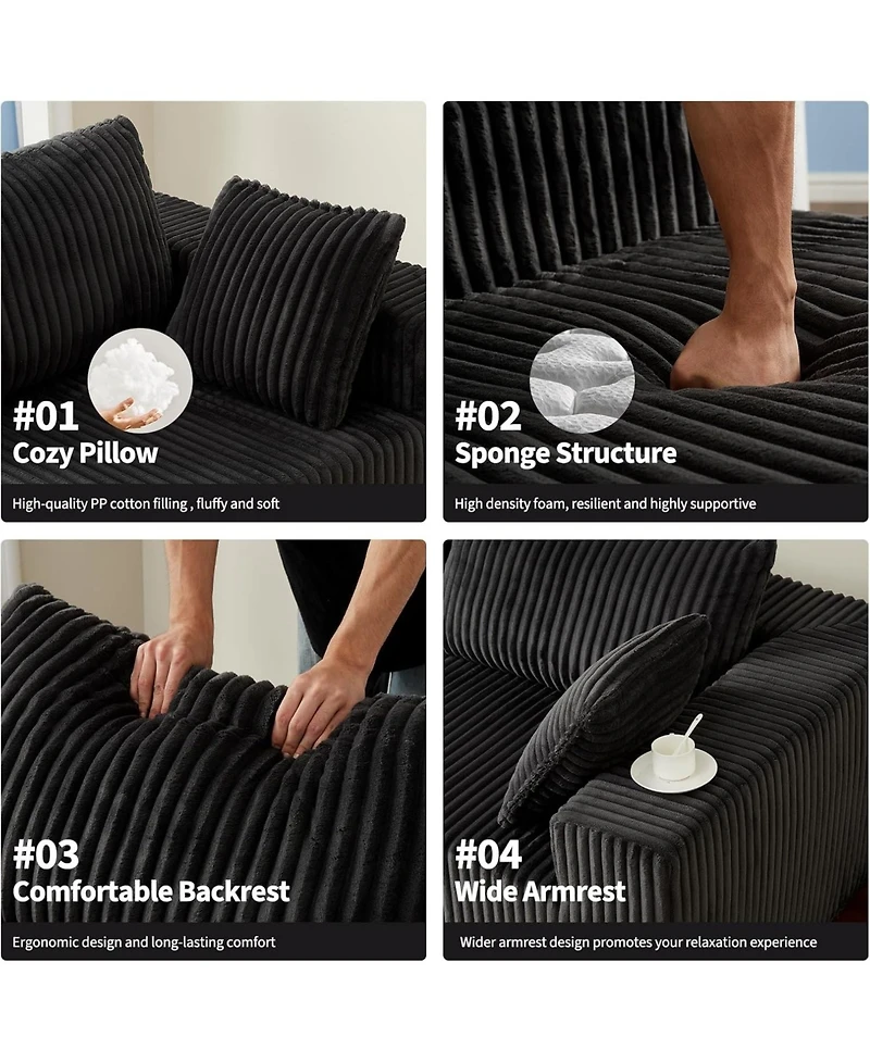 gaomon Couches for Living Room,108 Inch Boneless CouchOversized Modular Sectional Sofas for Living Room, Cloud Sectional Couch