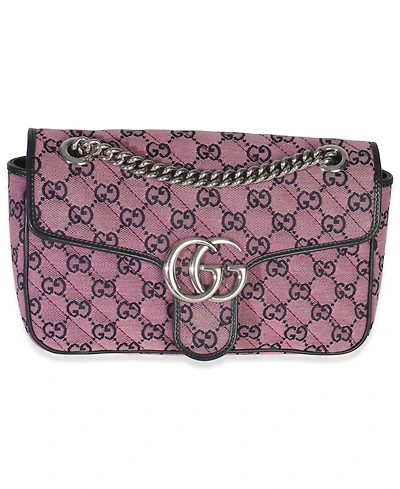 Pre-Owned Gucci Pink Gg Matelasse Diagonal Canvas Small Gg Marmont Shoulder Bag